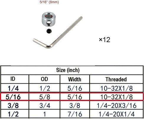 YXQ 5/16" Bore Shaft Collar 12Pcs Zinc Plated Solid Steel Screw Style 8mm Bore Lock Collars with 5/16" Bore Size,5/8" Outer Diameter, and 5/16" Width in Saudi Arabia