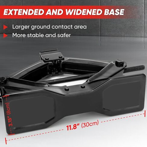 SHALL Scissor Jack Kit - 2 Ton (4409lbs) - Extended & Widened Base, 360° Rotatable Rubber Pad - Tire Change Kit with Ratchet & Lug Wrench - Universal Car Jack Kit for Emergency Roadside Needs in Saudi Arabia