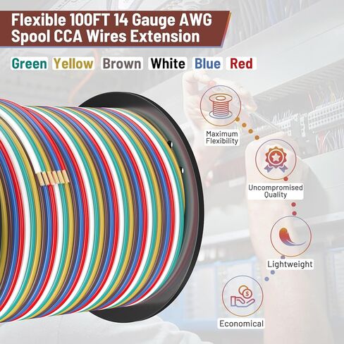 LIMICAR Trailer Wiring, 100FT Bonded Trailer Wiring Harness, 18 Gauge 5 Way Trailer Wire, Trailer Light Wire, RV Camper Towing Boat Trailer Wiring Harness Wire (Green, Yellow, Brown, Blue, White) in Kuwait