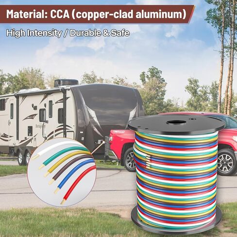 LIMICAR Trailer Wiring, 100FT Bonded Trailer Wiring Harness, 18 Gauge 5 Way Trailer Wire, Trailer Light Wire, RV Camper Towing Boat Trailer Wiring Harness Wire (Green, Yellow, Brown, Blue, White) in Kuwait