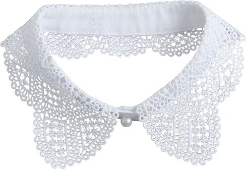 Hollow Out Lace Shirt Fake Collar White Versatile Decorative Detachable Blouse Stand Collar for Women in Saudi Arabia
