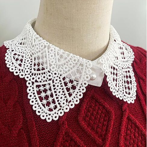 Hollow Out Lace Shirt Fake Collar White Versatile Decorative Detachable Blouse Stand Collar for Women in Saudi Arabia