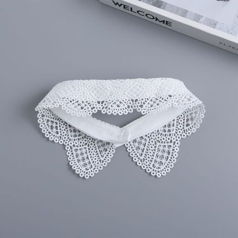 Hollow Out Lace Shirt Fake Collar White Versatile Decorative Detachable Blouse Stand Collar for Women in Saudi Arabia