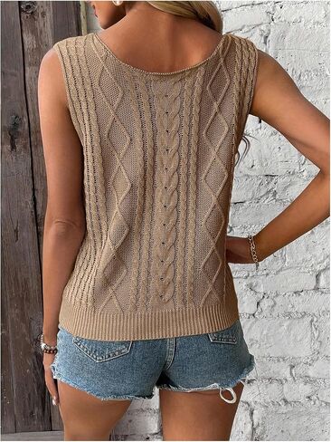 SOLY HUX Women's V Neck Sweater Vest Sleeveless Summer Casual Shirts Knit Tank Top in Saudi Arabia