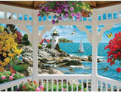 Bits and Pieces – Large 500 Piece Jigsaw Puzzle for Adults – Gazebo View - Ocean View Jigsaw Puzzle by Alan Giana, Completed Puzzle Size: 18" x 24" in Saudi Arabia