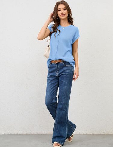 Neweeek Womens 2025 Cap Sleeve Tops طاقم عارضة رقبة فضفاضة ملائمة سترة سترة خفيفة الوزن متماسكة تانك قمم الصيف in Kuwait