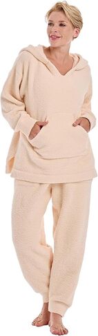 Womens Fuzzy Flannel Pajamas Sets Fleece Sherpa Pajamas Long Sleeve Softies Loungewear Set 2 Piece For Women Hooded in Saudi Arabia