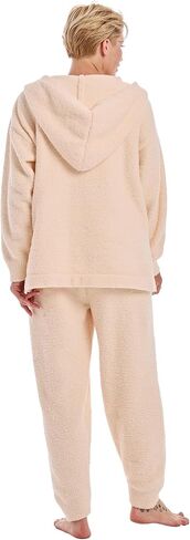 Womens Fuzzy Flannel Pajamas Sets Fleece Sherpa Pajamas Long Sleeve Softies Loungewear Set 2 Piece For Women Hooded in Saudi Arabia
