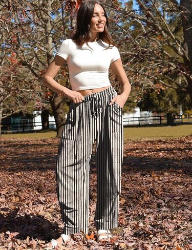 TARSE Women Linen Baggy Harem Pants Summer Drawstring Casual Lounge Pant 2024 Beach Travel Vacation Clothes with Pockets in Kuwait