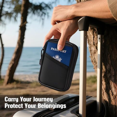 Grothery 5200°F Fireproof Passport Holder Office Essentials Fireproof&Waterproof Travel Document Organizer 8 Layer Heat Insulated Passport Cover for Men Women Hold Passport, Ticket, ID, Portable Black in Kuwait