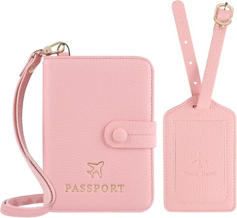 Passport Holder RFID Protected Wallet and Luggage Tag with Protection Cover Travel Accessories Leather Card Case Organizer for Women Men (Orange) in Kuwait