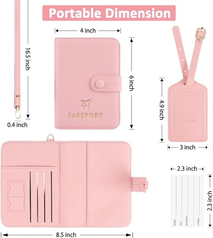 Passport Holder RFID Protected Wallet and Luggage Tag with Protection Cover Travel Accessories Leather Card Case Organizer for Women Men (Orange) in Kuwait