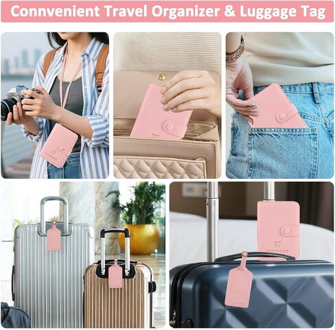 Passport Holder RFID Protected Wallet and Luggage Tag with Protection Cover Travel Accessories Leather Card Case Organizer for Women Men (Orange) in Kuwait