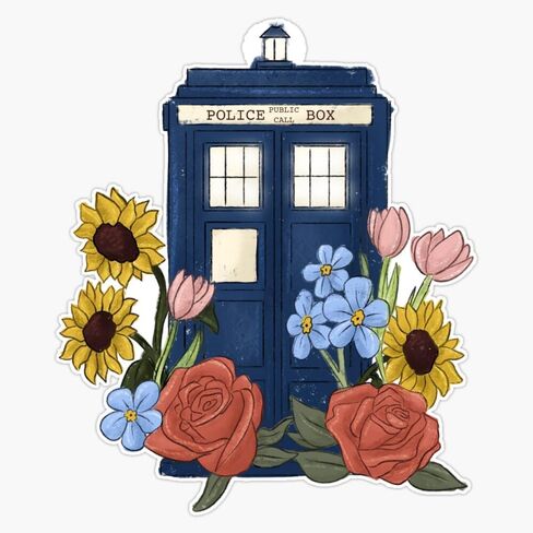 MAGNET Tardis Floral Magnetic Vinyl Sticker Decal Magnet 5" in Saudi Arabia
