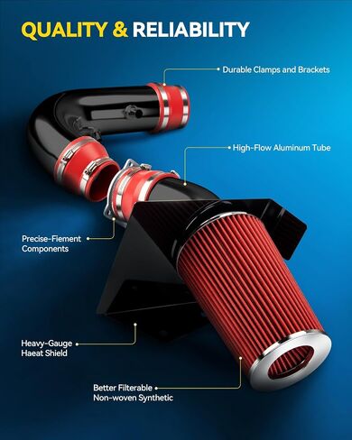 PHILTOP Cold Air Intake Kit Compatible With Ford F150 1997-2003 5.4L 4.6L, Expedition 1997-2003 4.6L, F250 1997-1999 5.4L(Red) in Saudi Arabia