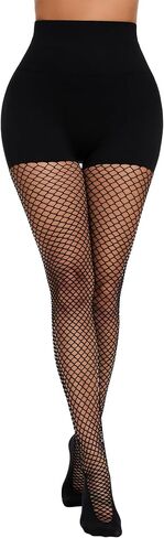 Black Fishnet Tights for Women Tummy Control High Waist Control Top Pantyhose Under Dress Shapewear Leggings in Kuwait