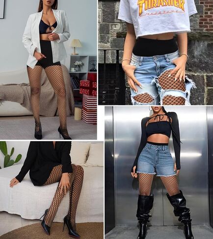 Black Fishnet Tights for Women Tummy Control High Waist Control Top Pantyhose Under Dress Shapewear Leggings in Kuwait