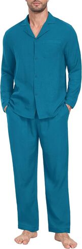 PrinStory Men's Pajamas Set Sleepwear Pjs Lightweight Long Sleeve Button Down Notched Collar Pajama Comfy Sleep Sets S-2XL in Saudi Arabia