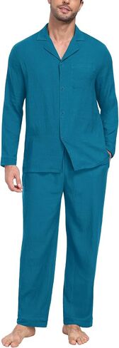 PrinStory Men's Pajamas Set Sleepwear Pjs Lightweight Long Sleeve Button Down Notched Collar Pajama Comfy Sleep Sets S-2XL in Saudi Arabia