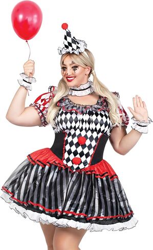 Leg Avenue Women's Darling Harlequin Sexy Clown Plus Size Halloween Costume with Clown Hat Headband in Saudi Arabia