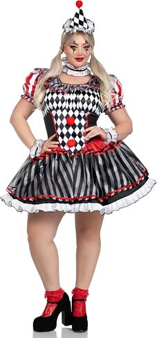 Leg Avenue Women's Darling Harlequin Sexy Clown Plus Size Halloween Costume with Clown Hat Headband in Saudi Arabia