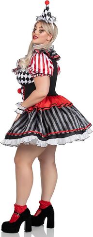 Leg Avenue Women's Darling Harlequin Sexy Clown Plus Size Halloween Costume with Clown Hat Headband in Saudi Arabia