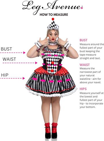 Leg Avenue Women's Darling Harlequin Sexy Clown Plus Size Halloween Costume with Clown Hat Headband in Saudi Arabia
