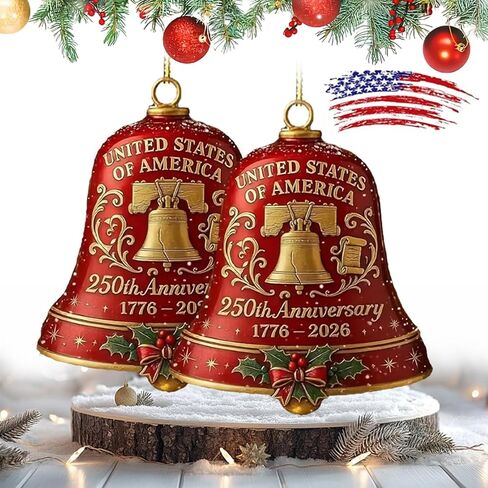 USA 250th Anniversary Military Gift - Patriotic Guardian Bell for Veterans, Handcrafted Metal Guardian Bell Ornament for Christmas Tree, Front Door & Outdoor Decor Enamel Crafted Detailing(2pc) in Saudi Arabia