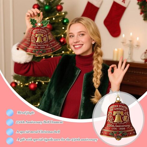 USA 250th Anniversary Military Gift - Patriotic Guardian Bell for Veterans, Handcrafted Metal Guardian Bell Ornament for Christmas Tree, Front Door & Outdoor Decor Enamel Crafted Detailing(2pc) in Saudi Arabia