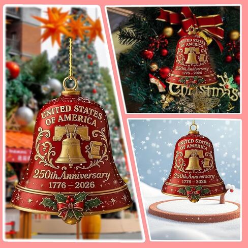 USA 250th Anniversary Military Gift - Patriotic Guardian Bell for Veterans, Handcrafted Metal Guardian Bell Ornament for Christmas Tree, Front Door & Outdoor Decor Enamel Crafted Detailing(2pc) in Saudi Arabia
