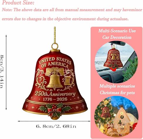 USA 250th Anniversary Military Gift - Patriotic Guardian Bell for Veterans, Handcrafted Metal Guardian Bell Ornament for Christmas Tree, Front Door & Outdoor Decor Enamel Crafted Detailing(2pc) in Saudi Arabia