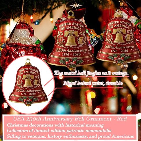 USA 250th Anniversary Military Gift - Patriotic Guardian Bell for Veterans, Handcrafted Metal Guardian Bell Ornament for Christmas Tree, Front Door & Outdoor Decor Enamel Crafted Detailing(2pc) in Saudi Arabia