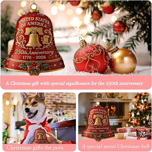 USA 250th Anniversary Military Gift - Patriotic Guardian Bell for Veterans, Handcrafted Metal Guardian Bell Ornament for Christmas Tree, Front Door & Outdoor Decor Enamel Crafted Detailing(2pc) in Saudi Arabia