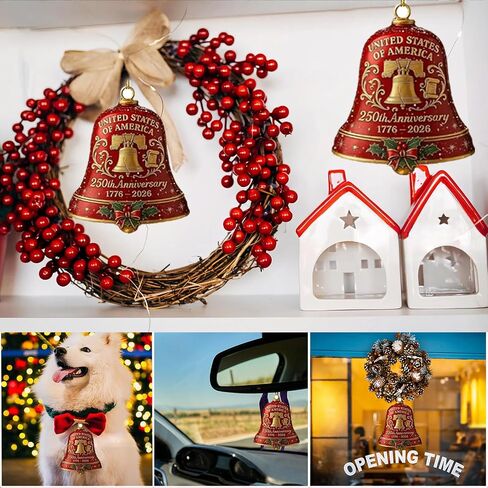 USA 250th Anniversary Military Gift - Patriotic Guardian Bell for Veterans, Handcrafted Metal Guardian Bell Ornament for Christmas Tree, Front Door & Outdoor Decor Enamel Crafted Detailing(2pc) in Saudi Arabia