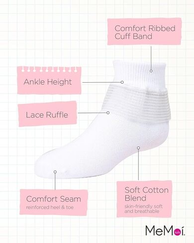 MeMoi Girls' Far Out Cotton Blend Lace Ruffle Socks in Saudi Arabia