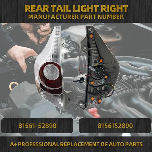 Dasbecan Right Tail Light Compatible with 2012 2013 2014 Toyota Prius C Tail Light Lens Cover w/o Bulbs Replaces # 81551-52A80 in Kuwait