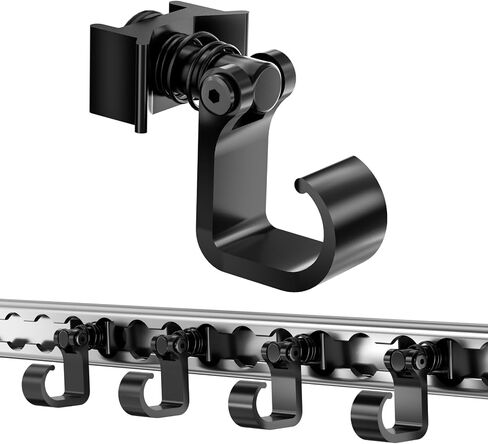 4 Pack L Track Hooks with Single Stud Fitting, Spring-Loaded Adjustable Gear Hook, Aluminum L Track Accessories for Trailer, Truck, Garage, Tie Down System, 100LBS Max Load Capacity – Black in Kuwait