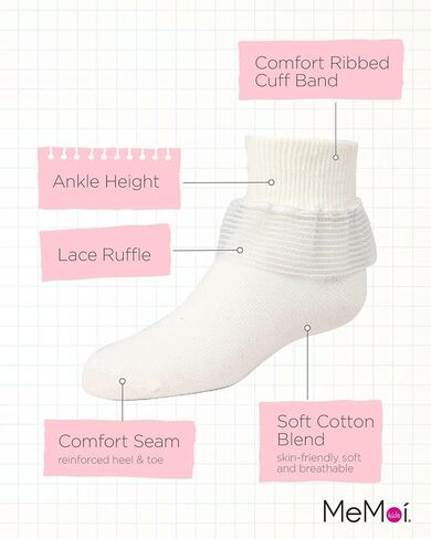 MeMoi Girls' Far Out Cotton Blend Lace Ruffle Socks in Saudi Arabia