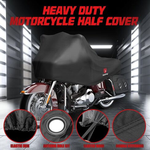 Rosefray 420D Motorcycle Half Cover-Outdoor Waterproof All Weather Protection Lightweight Half Cover,Black XL Size for Most Touring Models Harley Davidson,Honda Goldwing,Road King Street Glide in Saudi Arabia