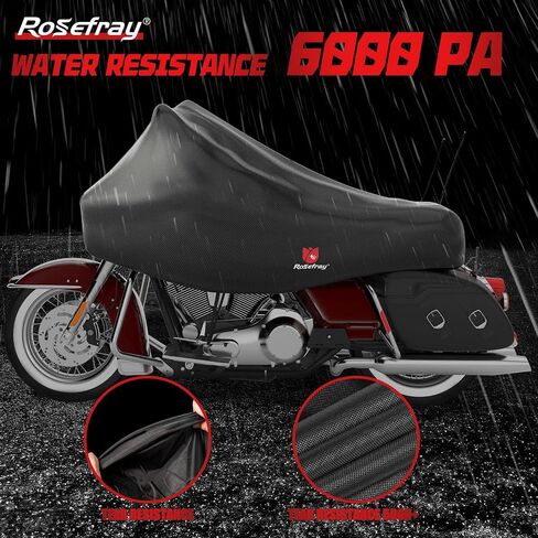 Rosefray 420D Motorcycle Half Cover-Outdoor Waterproof All Weather Protection Lightweight Half Cover,Black XL Size for Most Touring Models Harley Davidson,Honda Goldwing,Road King Street Glide in Saudi Arabia