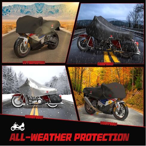 Rosefray 420D Motorcycle Half Cover-Outdoor Waterproof All Weather Protection Lightweight Half Cover,Black XL Size for Most Touring Models Harley Davidson,Honda Goldwing,Road King Street Glide in Saudi Arabia