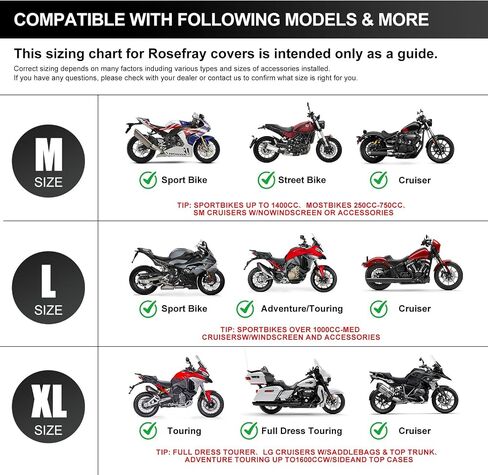 Rosefray 420D Motorcycle Half Cover-Outdoor Waterproof All Weather Protection Lightweight Half Cover,Black XL Size for Most Touring Models Harley Davidson,Honda Goldwing,Road King Street Glide in Saudi Arabia