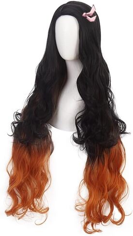Anime Cosplay Wig Long Pink and Green Synthetic Braided Hair for Halloween Costume Party with Free Wig Cap, 90cm /35.4inch in Kuwait