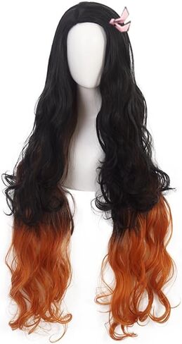 Anime Cosplay Wig Long Pink and Green Synthetic Braided Hair for Halloween Costume Party with Free Wig Cap, 90cm /35.4inch in Kuwait