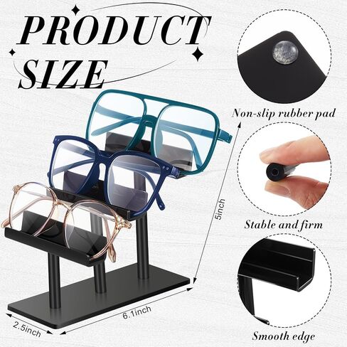 Sintuff 4 Pcs 3 Tier Eyeglasses Display Stand Acrylic Sunglasses Holder Black Glasses Rack Eyewear Sunglass Organizer Stand for Shop Home Storage in Saudi Arabia