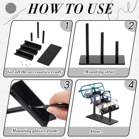 Sintuff 4 Pcs 3 Tier Eyeglasses Display Stand Acrylic Sunglasses Holder Black Glasses Rack Eyewear Sunglass Organizer Stand for Shop Home Storage in Saudi Arabia