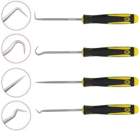 4 Pcs Pick and Hook Set Precision Automotive Mechanic Picks Tools Set for Car Oil Seal Hooks Puller Remover Tools (Yellow) in Saudi Arabia