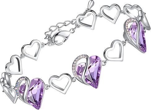 Leafael Infinity Love Heart Link Bracelets, Birthstone or Healing Stone Crystal Bracelet for Women, Silver Tone Jewelry Gifts for Her, 7-inch Chain and 2-inch Extender in Saudi Arabia