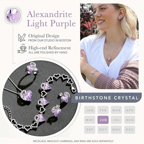 Leafael Infinity Love Heart Link Bracelets, Birthstone or Healing Stone Crystal Bracelet for Women, Silver Tone Jewelry Gifts for Her, 7-inch Chain and 2-inch Extender in Saudi Arabia