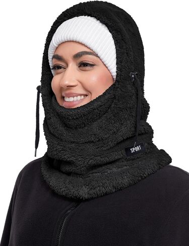 Balaclava Fleece Ski Mask Hoodie for Women Men, Winter Face Mask Windproof Head Neck Warmer Scarf Hat Helmet in Saudi Arabia